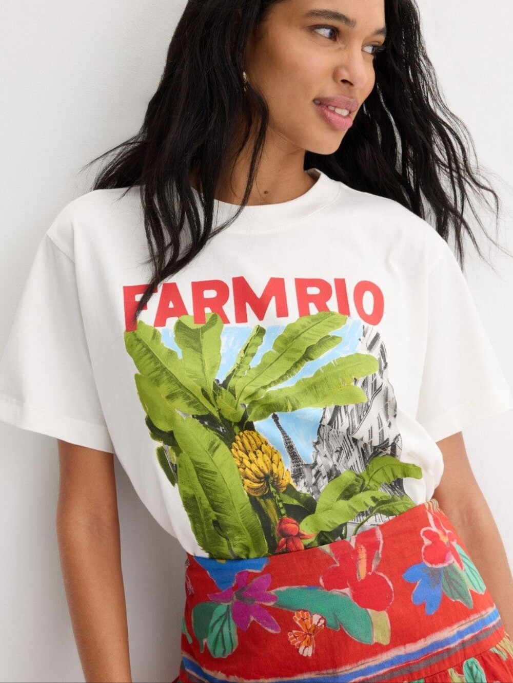 FARM Rio From Brasil To The World Relaxed T-Shirt Cotton Crew Neck Size M